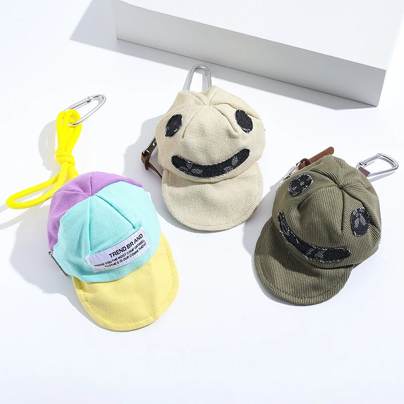 Creative Peaked Hat Shape Coin Purse Keychain Portable Wallet Bag Pendant Trendy Headphones Organizer