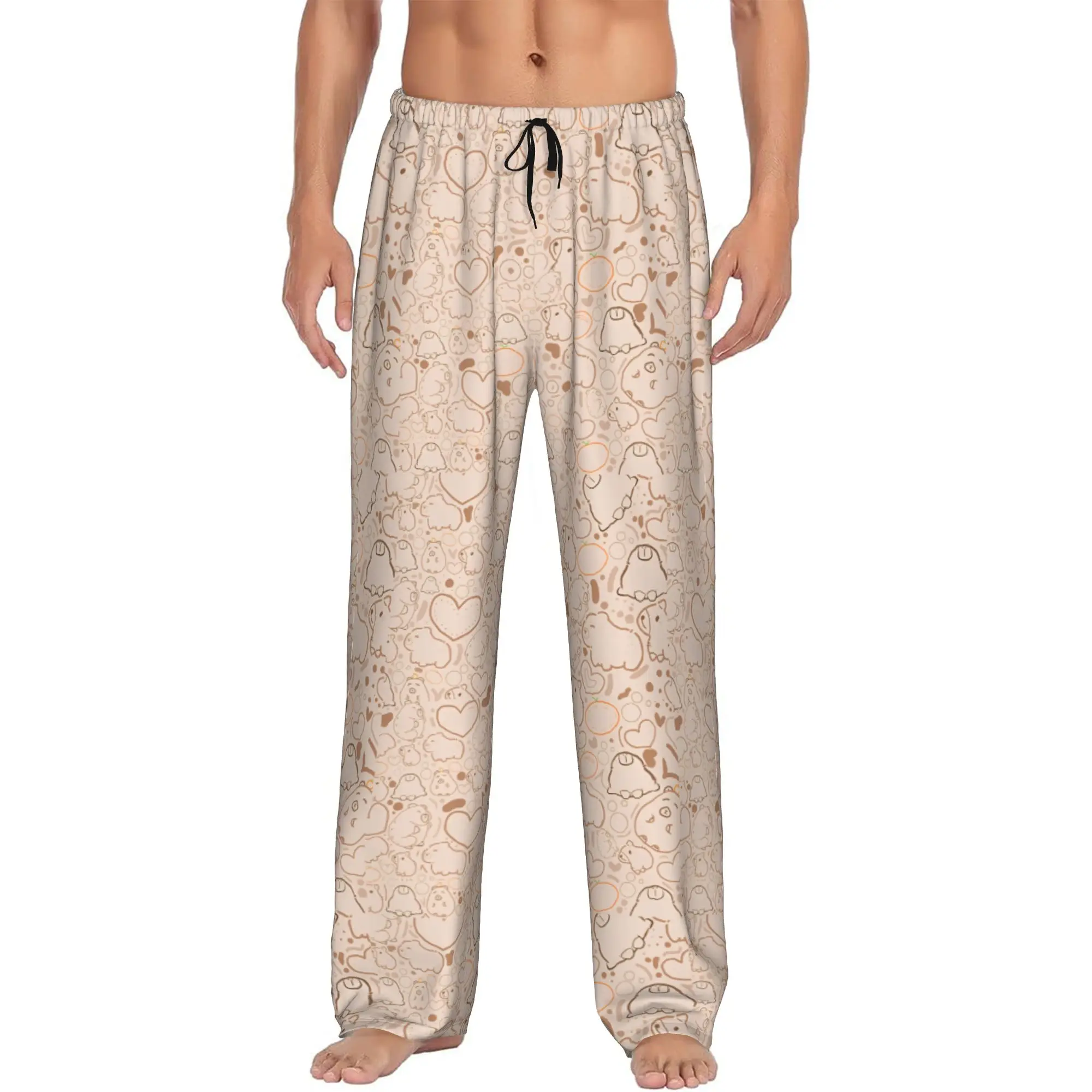 Custom Funny Capybara Pajama Pants for Men  Sleepwear Lounge Sleep Bottoms Stretch with Pockets