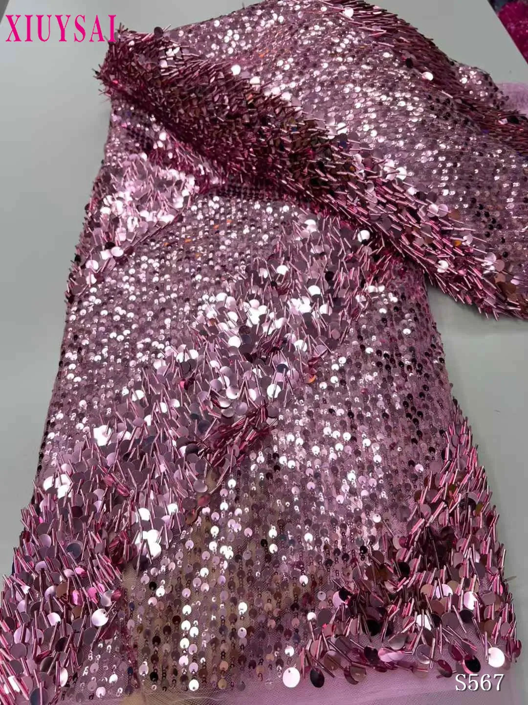 

Новейшая кружевная ткань с блестками, роскошная нигерийская кружевная ткань, 2024, высокое качество, кружевная розовая кружевная ткань с вышивкой для свадебных платьев