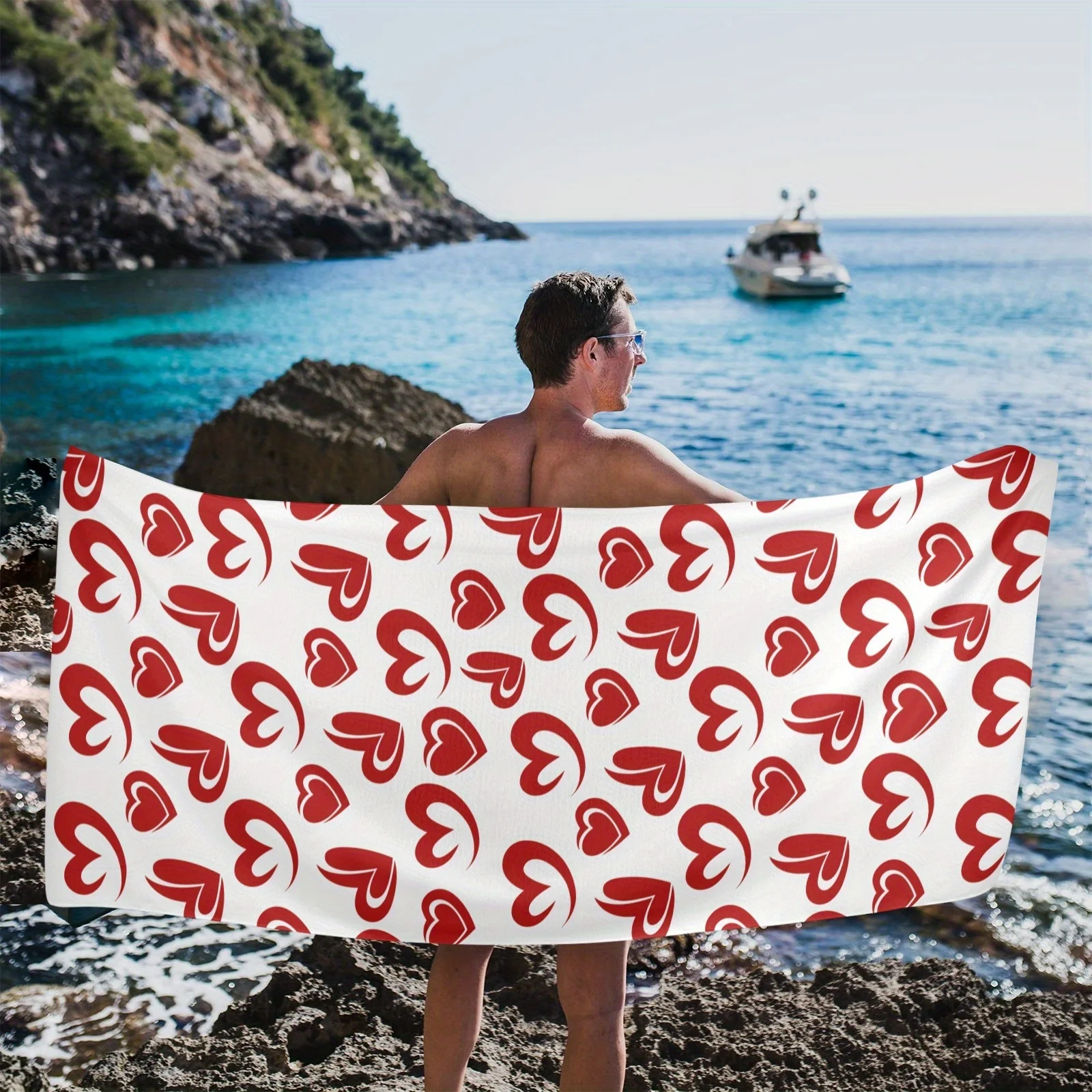 Romantic Love Beach Towel Oversized Microfiber Beach Mats and Super Absorbent Bath Towels Are Perfect Valentine's Day Gifts