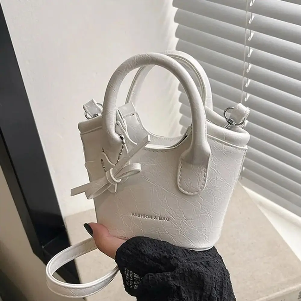 حمل حقيبة سلة صغيرة حقيبة حقيبة كروسبودي رسالة الطباعة الفضة حقيبة بولي PU الكورية نمط لطيف القوس دلاية شكل نجمة حقيبة كتف المرأة #3