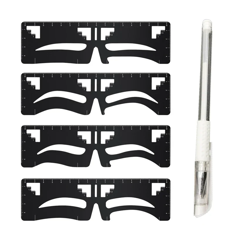 1pcs Reusable Eyebrow Mold Template Drawing Guide Tattoo PMU Training Microblading Eyebrow Stencils Tattoo Marker Pen