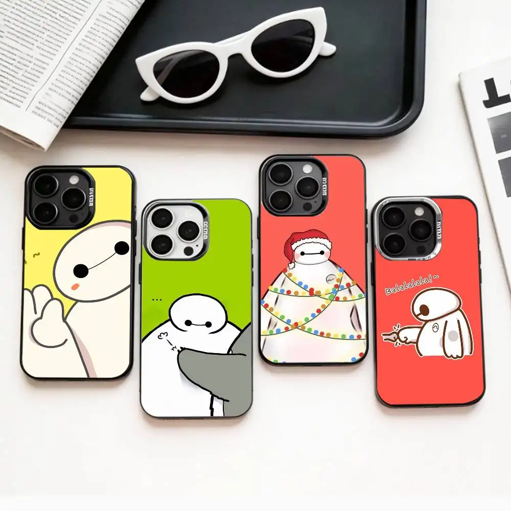 

B-Baymax A-animated C-Character Phone Case For iPhone17,16,15,14,13,12,11 Plus,Pro Max Colored Silver Plated Inside Cover