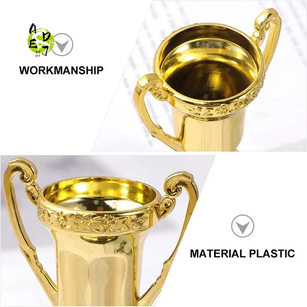 

AED7-24Pcs Golden Mini Award Trophy Prizes Decor Plastic Reward Prizes Kindergarten Kids Gift Awards Trophy With Black Base