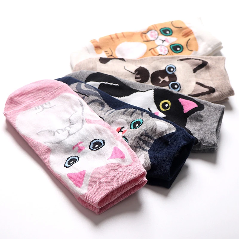 Kawaii Women Short Socks Funny Cute Cartoon Animal Cat Dog Fox Panda Rabbit High Quality Cotton Harajuku Casual Ankle Socks Sox