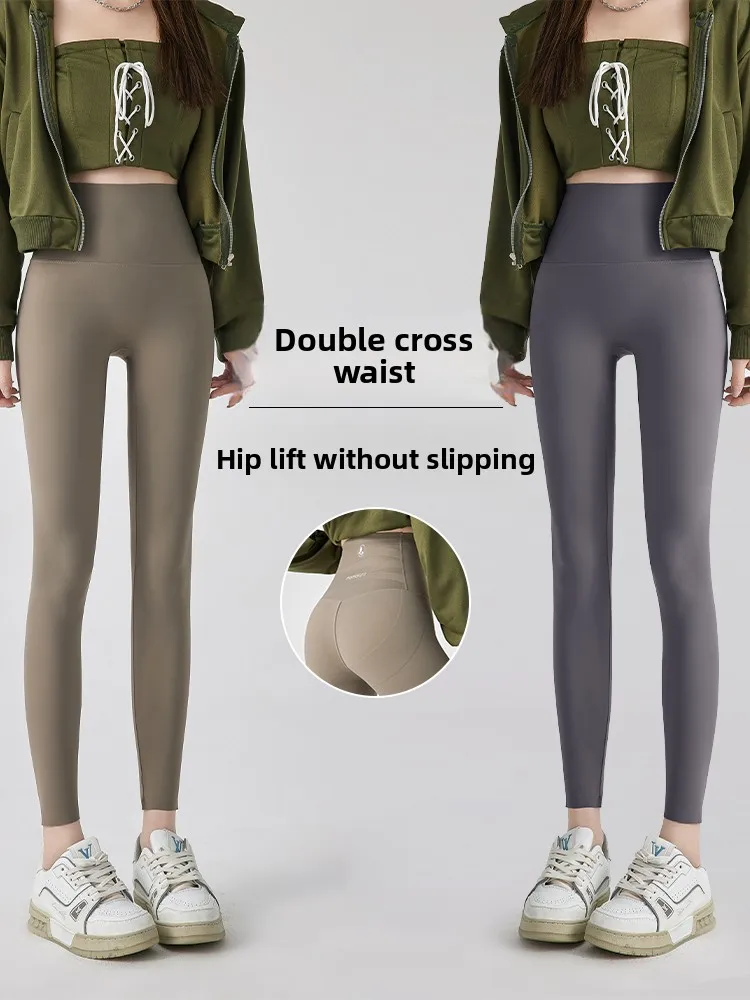 

Women's ark Pants Crossed Waist Hip Lifting Yoga Pants Fce Lined Warmth No Notable Lines Slim Fit Pants