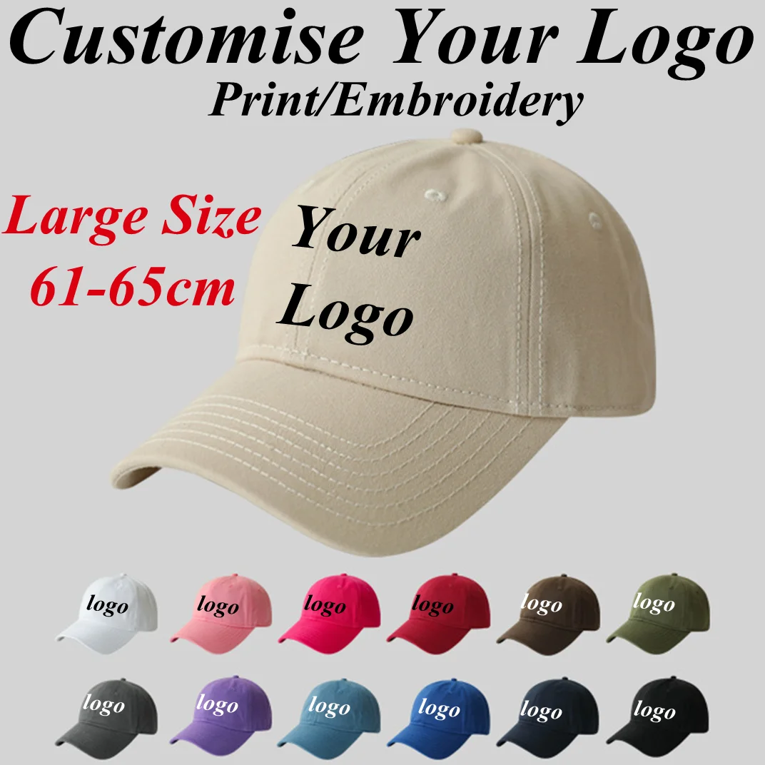 Custom Logo Large Size Baseball Caps For Mencotton Solid Colours Adjustable Snapback Cap Unisex Summer Sports Cap Gorras Dad Hat
