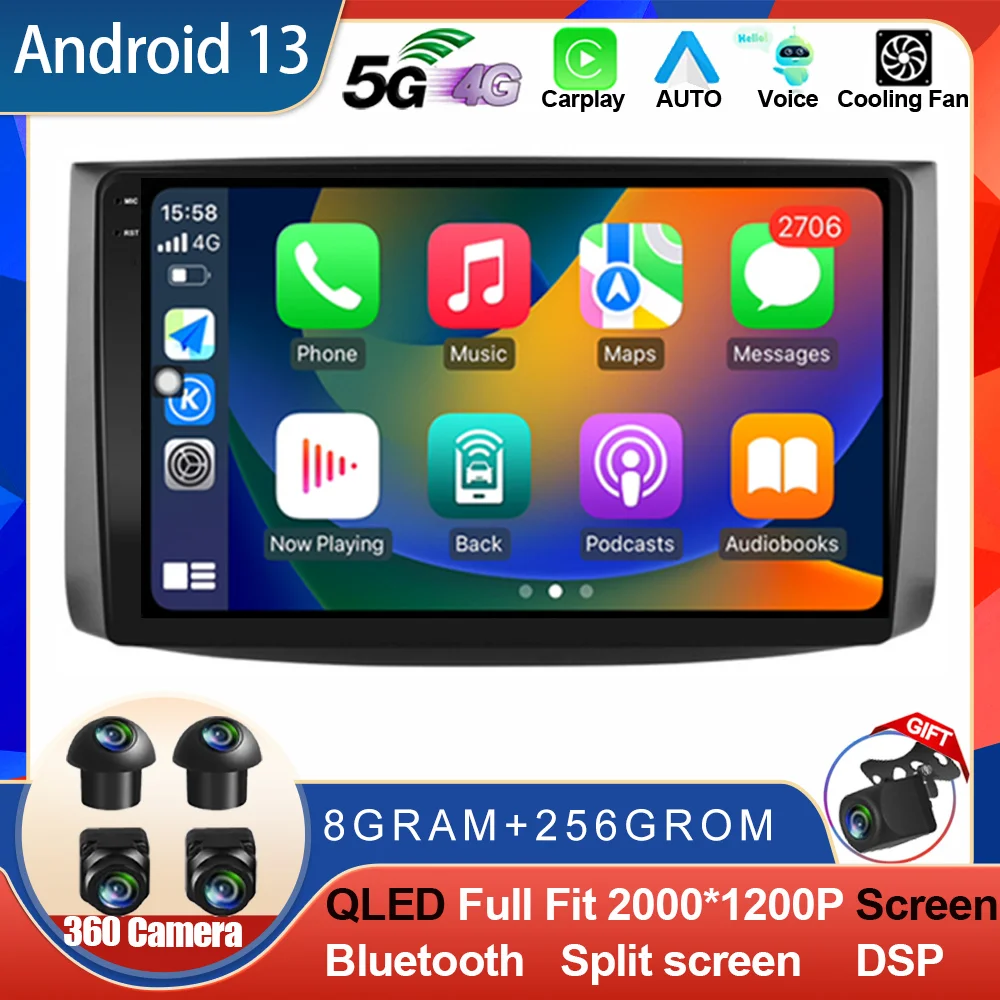 

Android 13 For Chevrolet AVEO T250 2006 - 2012 Car Radio QLED Android Auto Multimedia GPS Track Carplay WIFI 4G DSP No 2din DVD