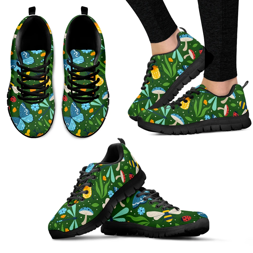 INSTANTARTS Blue Morpho Women's Sneakers Boho Floral Printed Comfortable Girls Tennis Shoes Butterfly Flats Gym Shoes Female