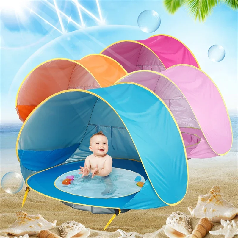 Tenda da spiaggia per bambini all\'aperto Pop-Up portatile ombra piscina protezione UV riparo solare per bambini giochi d\'acqua giocattoli casa tenda