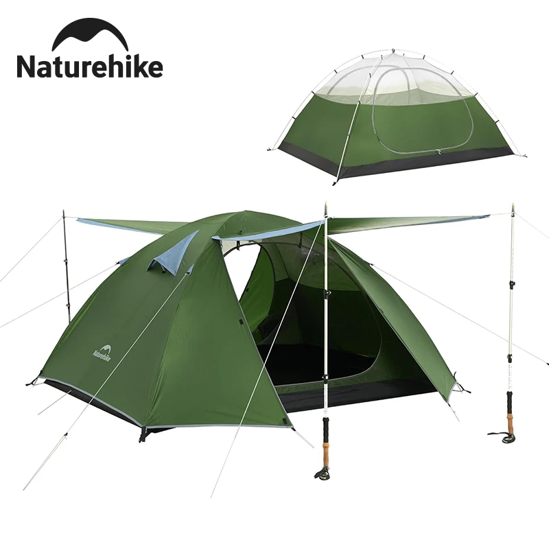 Naturehike Backpacking-Zelt für 2-3 Personen, ultraleicht, wasserdicht, Aluminiumstange, geräumiges, tragbares Campingzelt für Outdoor-Trekking und Fahrradtouren
