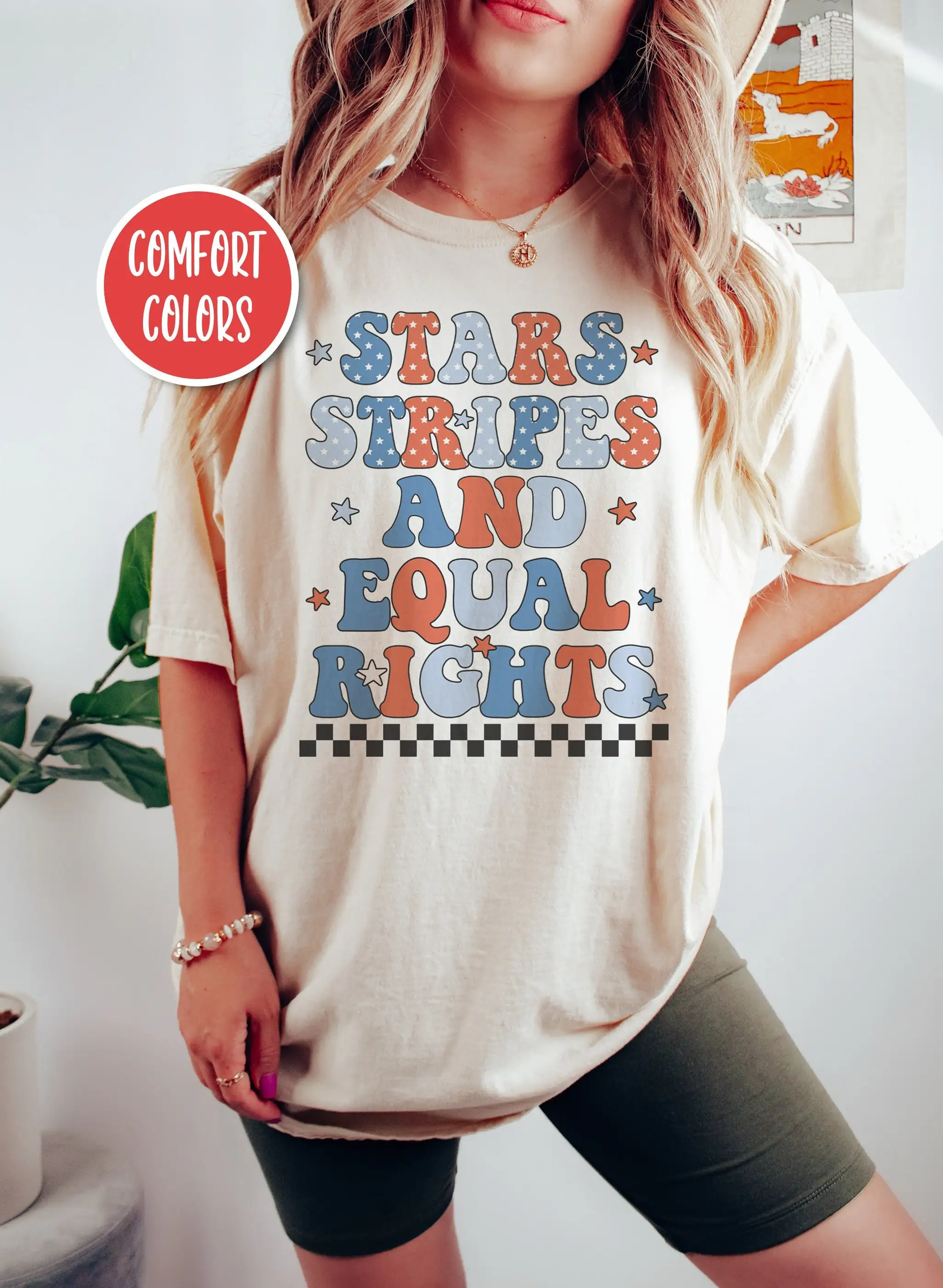 Stars Stripes And Equal Rights T Shirt Retro 4Th Of July Feminist Reproductive Merica Activism