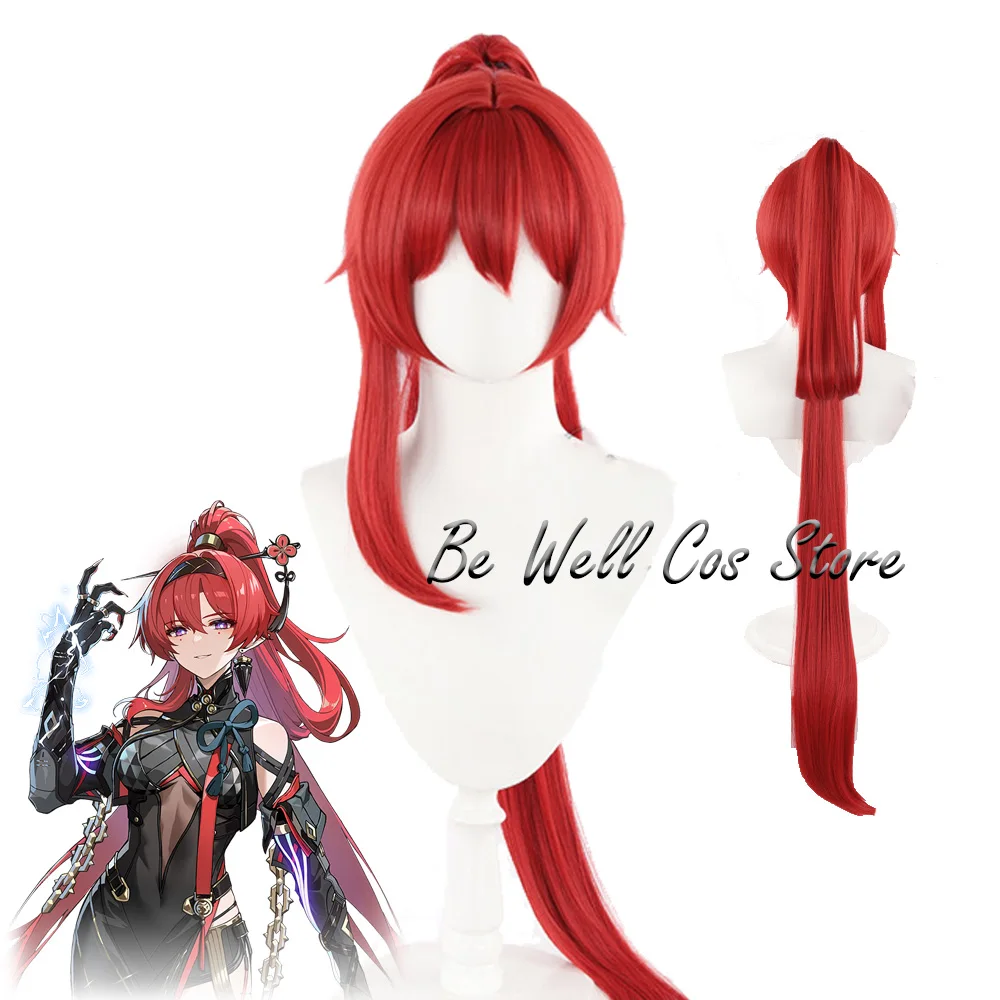 Game Wuthering Waves Yinlin Cosplay Wig Long Red Hair Ponytail Electro Congenital Resonator Jinzhou For Women Girls Halloween