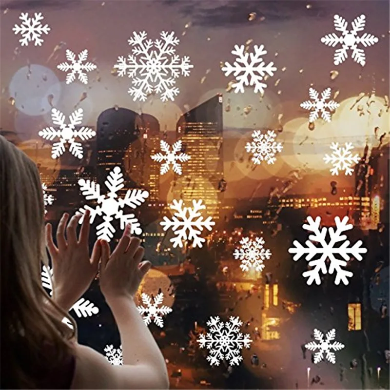Snowflake Glass Window Decals 2-sided Visible Electrostatic Vinyl Stickers for Home Shop Rooms Decoration Removable