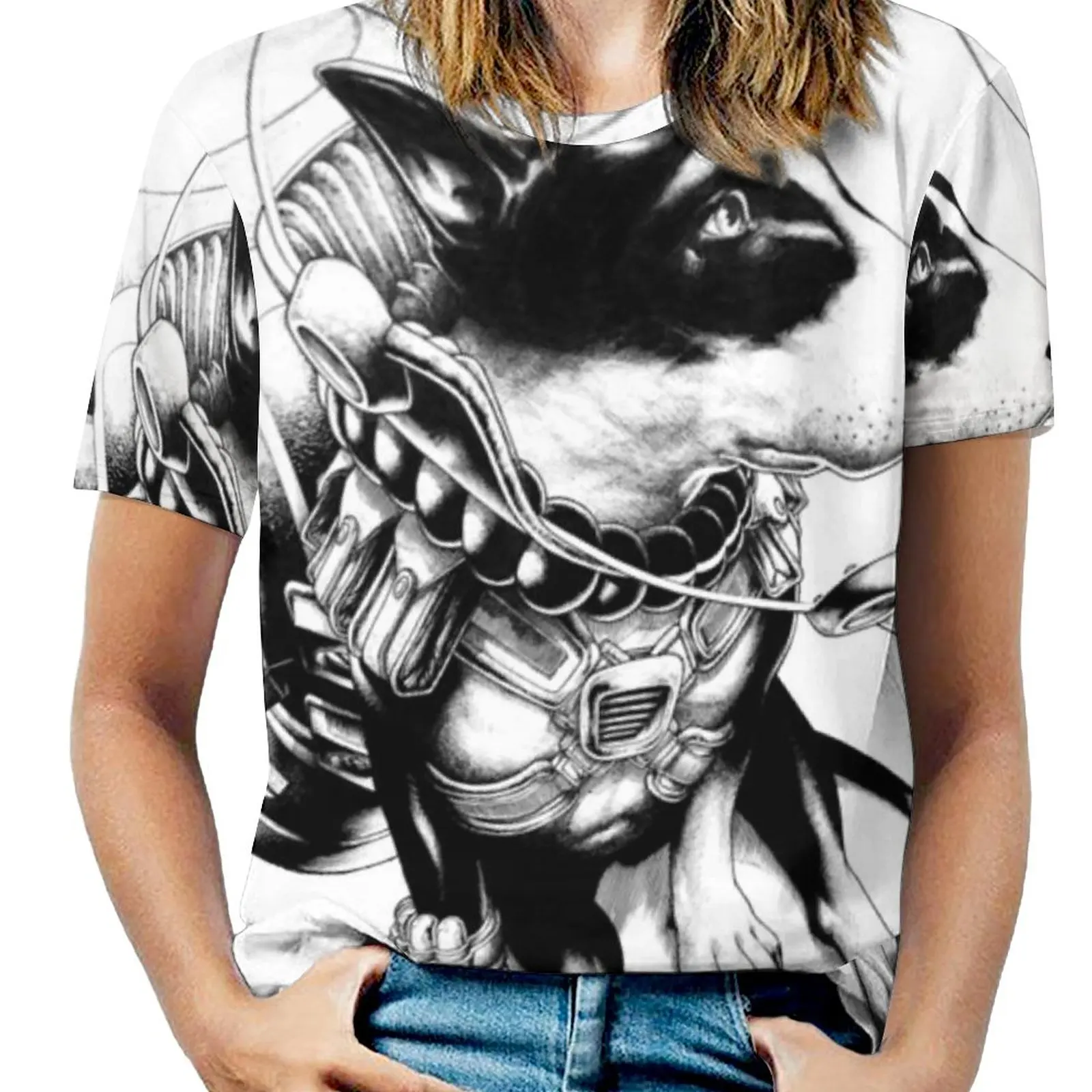 Jetpack Dog | Curtiss Woman'S T-Shirt Spring And Summer Printed T Shirts Crew Neck Pullover Top Jetpack Dog Gregory Titus Space