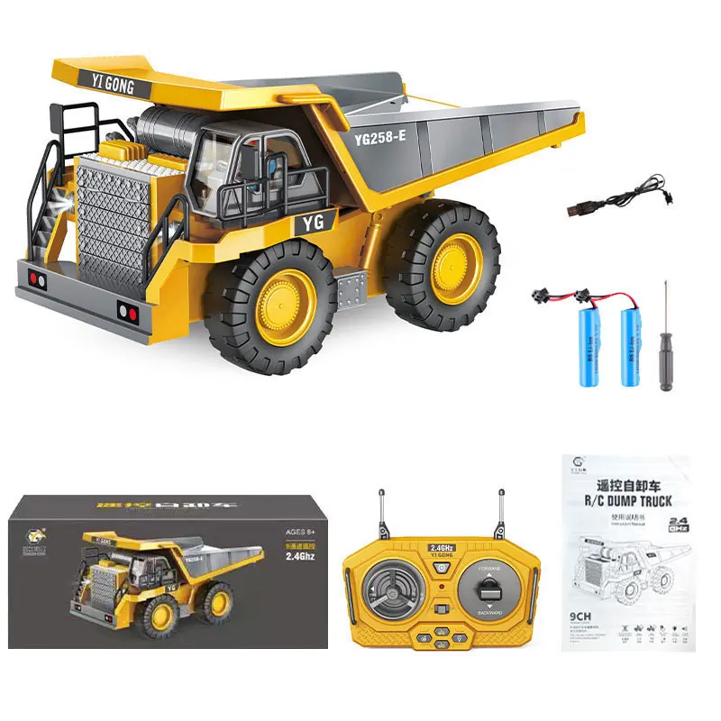 Alloy RC Excavator 11CH Remote Control Bulldozer Electronic Engineering Car RC Truck With Light Sound Chargeable Dumper Kid Gift