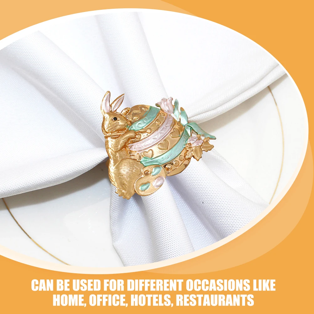 

2Pcs Napkin Ring Delicate Easter Bunny Reusable NonFading Decorative Tableware for Home Office Hotel Restaurant Bar Cafe Shop
