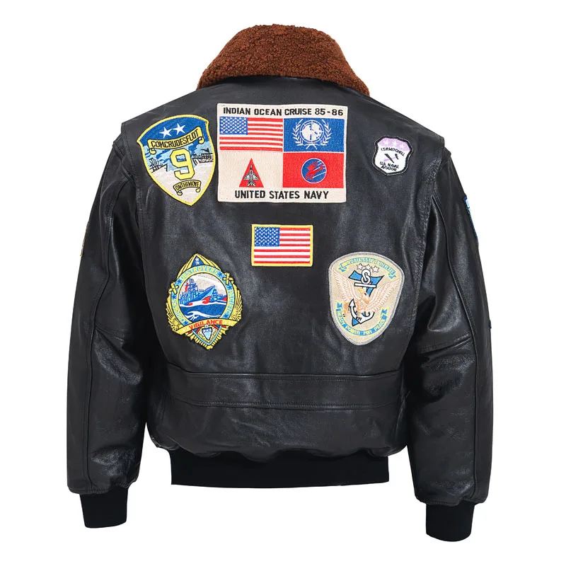 Black TOP GUN Maverick G1 Jacket Europe Size Military Style Natural Sheepskin Autumn Aviation Genuine Leather Coats