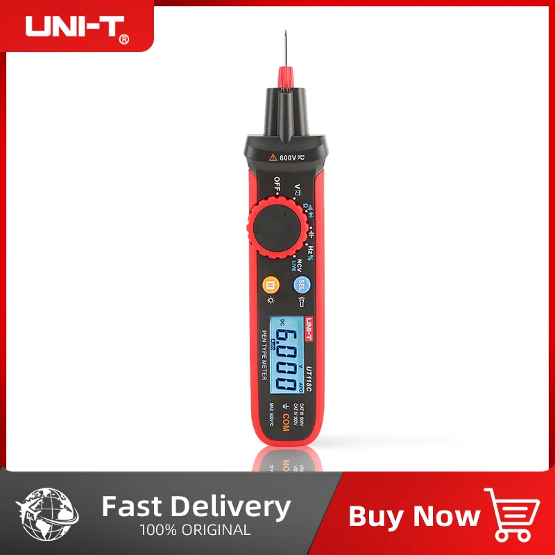 UNI-T UT118C Pen-Type Meter True RMS AC/DC 600V Mini Digital Multimeter Electrical Tool Resistance Capacitance Frequency Diode