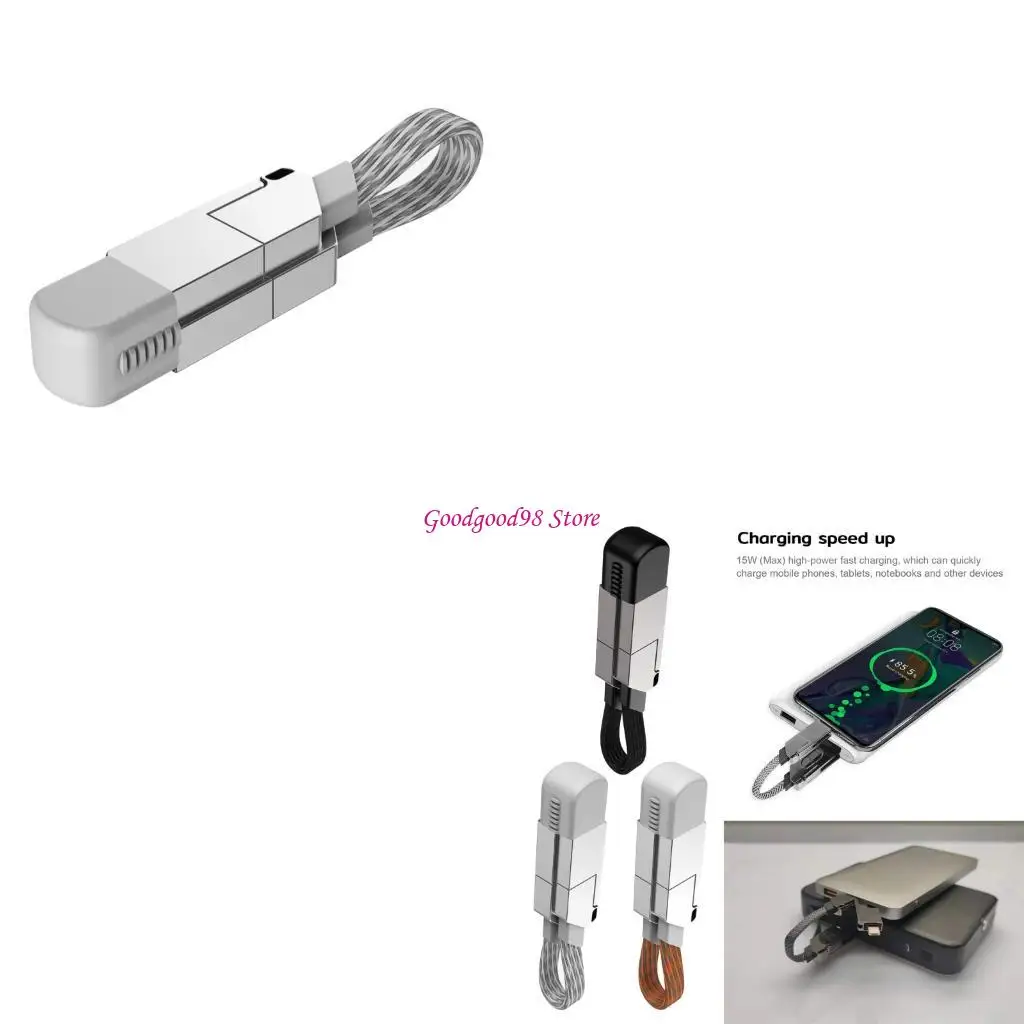 

Portable Keychain 6 in 1 Fast Charging Cable Type C 60W Data Sync USB C W8EC