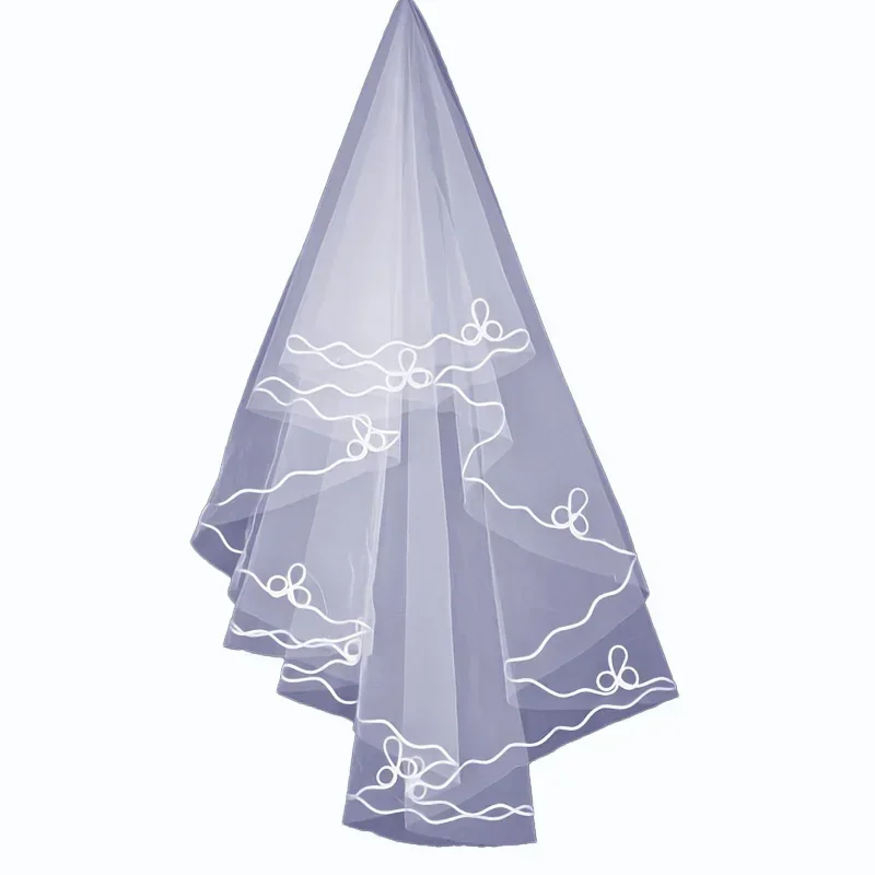 طبقة واحدة بيضاء عالية الجودة زفاف العروس الحجاب العروس الناعمة 2025