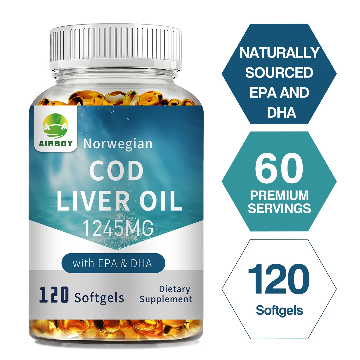 Norwegian Cod Liver Oil - Supports Heart, Brain, Vision & Joint Health, Made in The USA