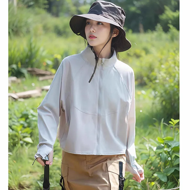 veste-d'ete-pour-femmes-en-fil-brut-protection-uv-sans-capuche-col-court-coupe-ample-polyvalente-legere-anti-uv