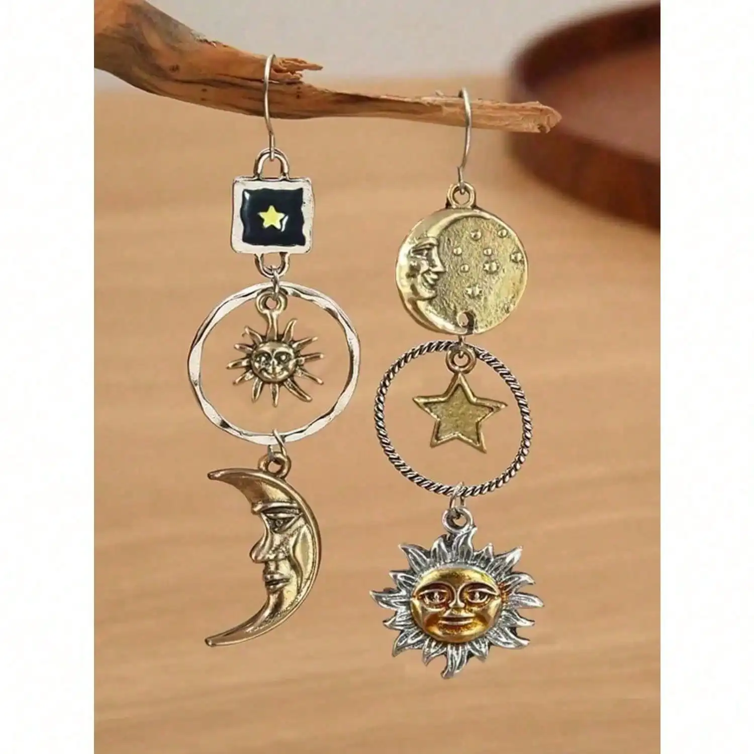 

Ретро-серьги с подвесками в виде луны и длинными цепочками, модные украшения
