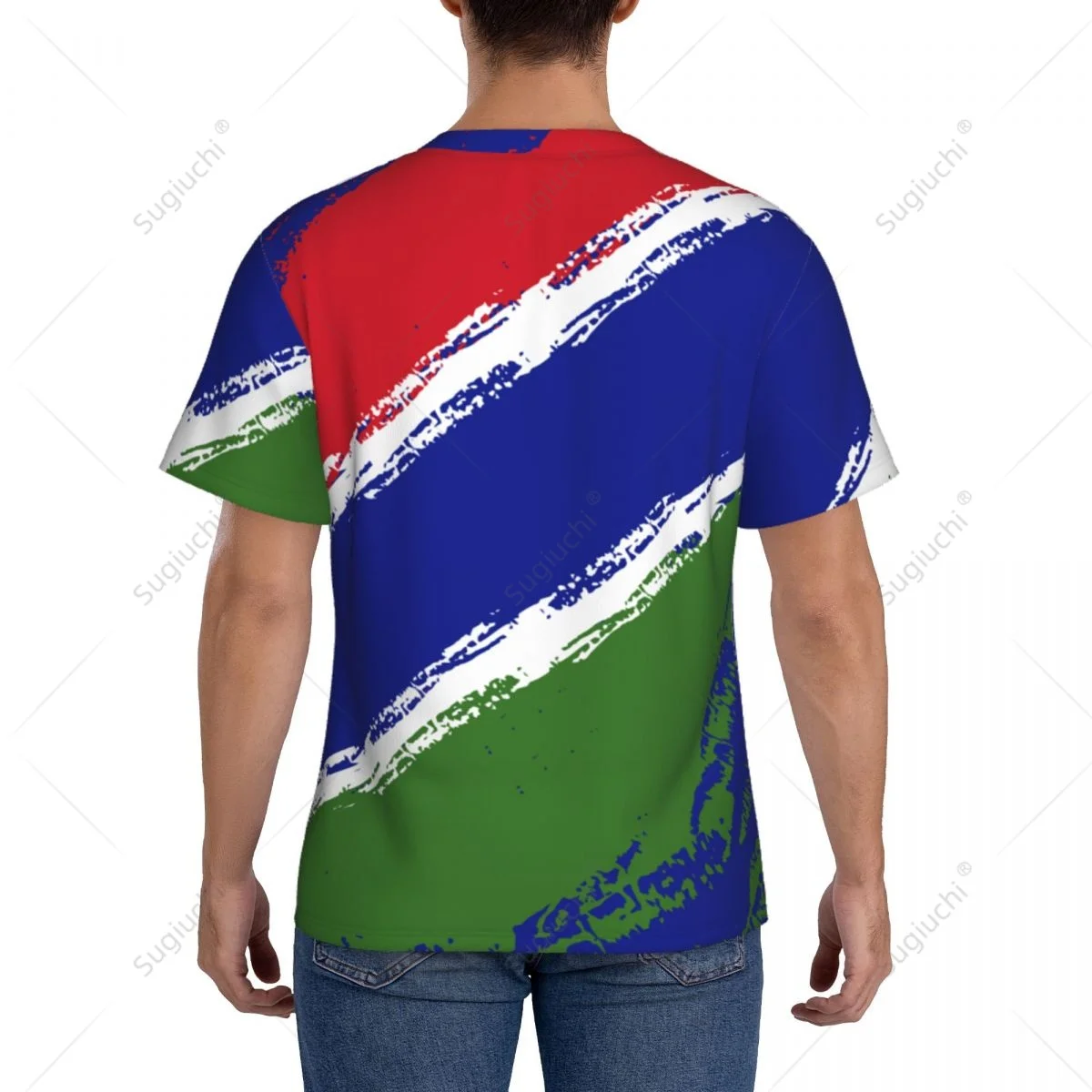 Custom Name Nunber Gambia Flag Color Men Tight Sports T-shirt Women Tees jersey For Soccer Football Fans