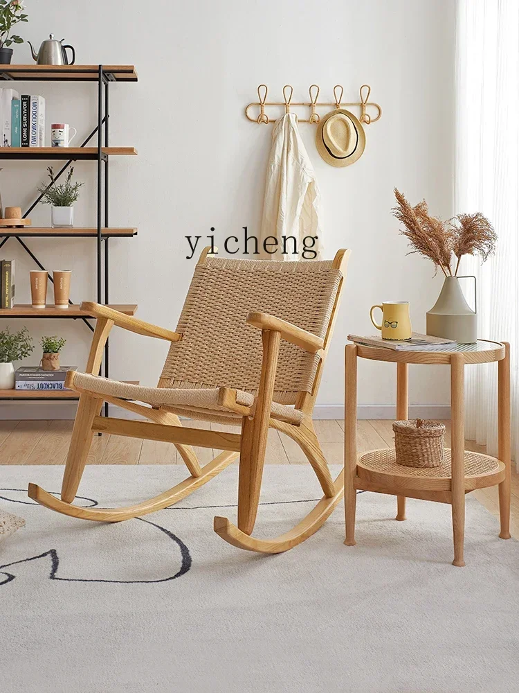 

SF5 Solid Wood Adult Solid Wood Rocking Chair Balcony Backrest Home Leisure Living Room Leisure Chair