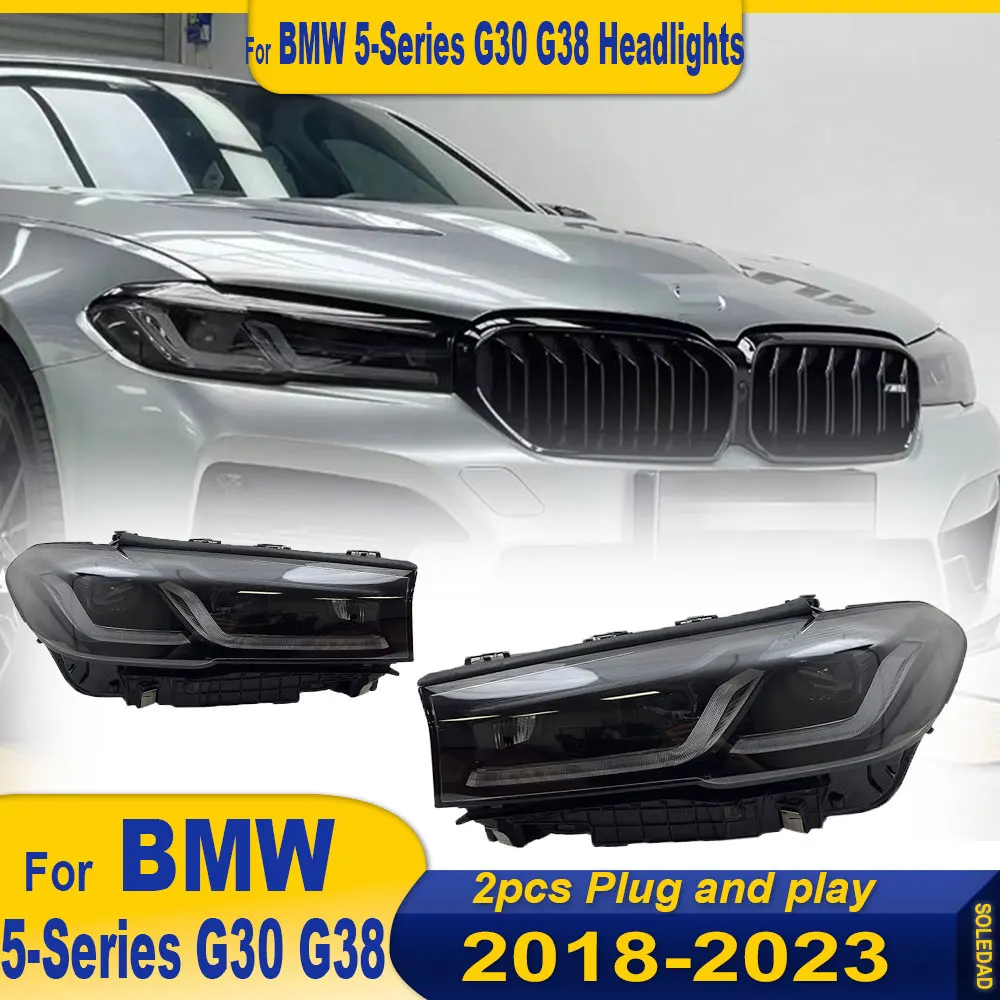 سيارة رئيس مصباح لسيارات BMW 5 سلسلة G30 G38 المصابيح الأمامية 2018 2019 2020-2023 المصباح LED DRL إشارة العارض عدسة اكسسوارات السيارات