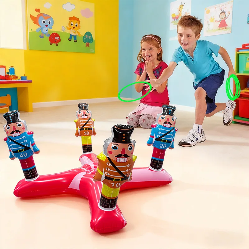 Kids Cartoon Inflatable Ring Toss Thickened PVC Cross Throwing Toy for Water Interactive Game Props Summer Pool Entertainment