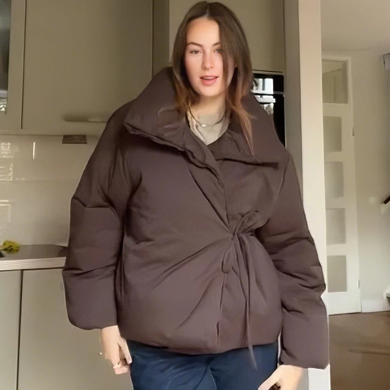 

Long Sleeve Windproof Coats For Women 2025 Winter New Fashion Streetwear Female Daily Commute Outerwear Solid Color Parka Coats