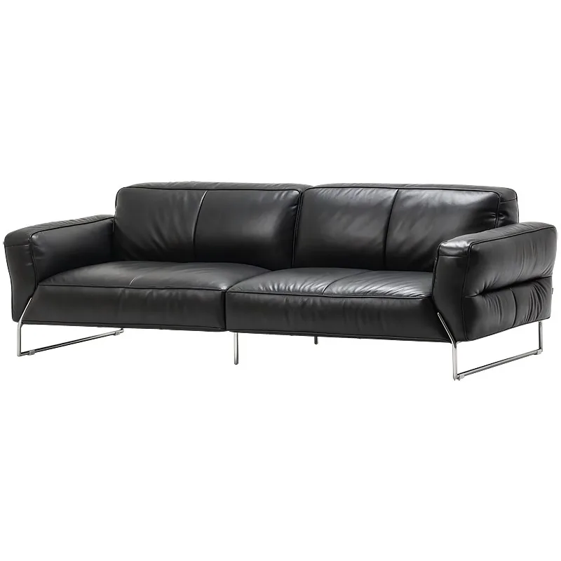 Italian minimalist first-layer cowhide sofa, living room small apartment, double three-person all-leather furniture