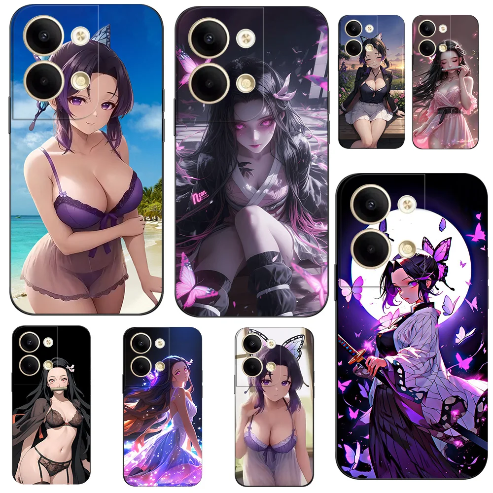 Case For OPPO RENO 8 PRO 5G Case Back Phone Cover Protective Soft Silicone Black Tpu Demon Slayer NezukoBikini