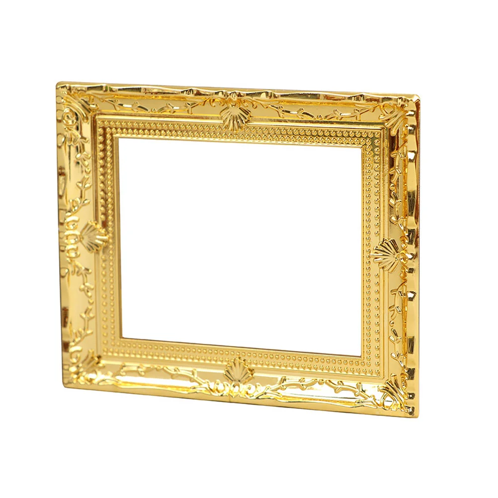 

Miniature Simulation Frame Gold Decor Picture Frames Plastic DIY Furniture Scene Layout Adorn