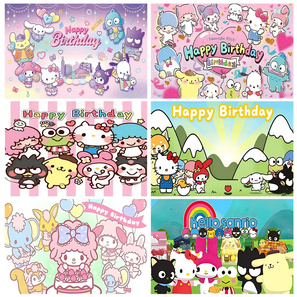 

Cartoon Image Sanrio HelloKitty Background Birthday Party Decorations Girls Pink Room Banner Baby Shower Supplies Kids Gifts