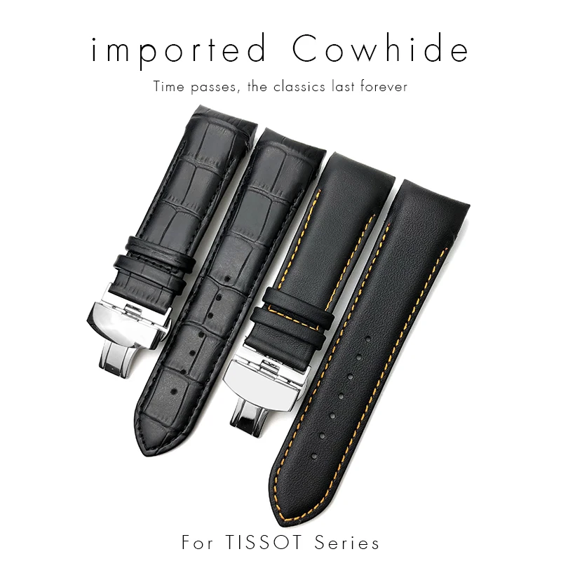 Maisitu 22 23 24mm gebogenes Ende Echt leder Armband für Tissot T035 Hamilton Huawei GT 2 Tudor Black Shield Kalbsleder Armband