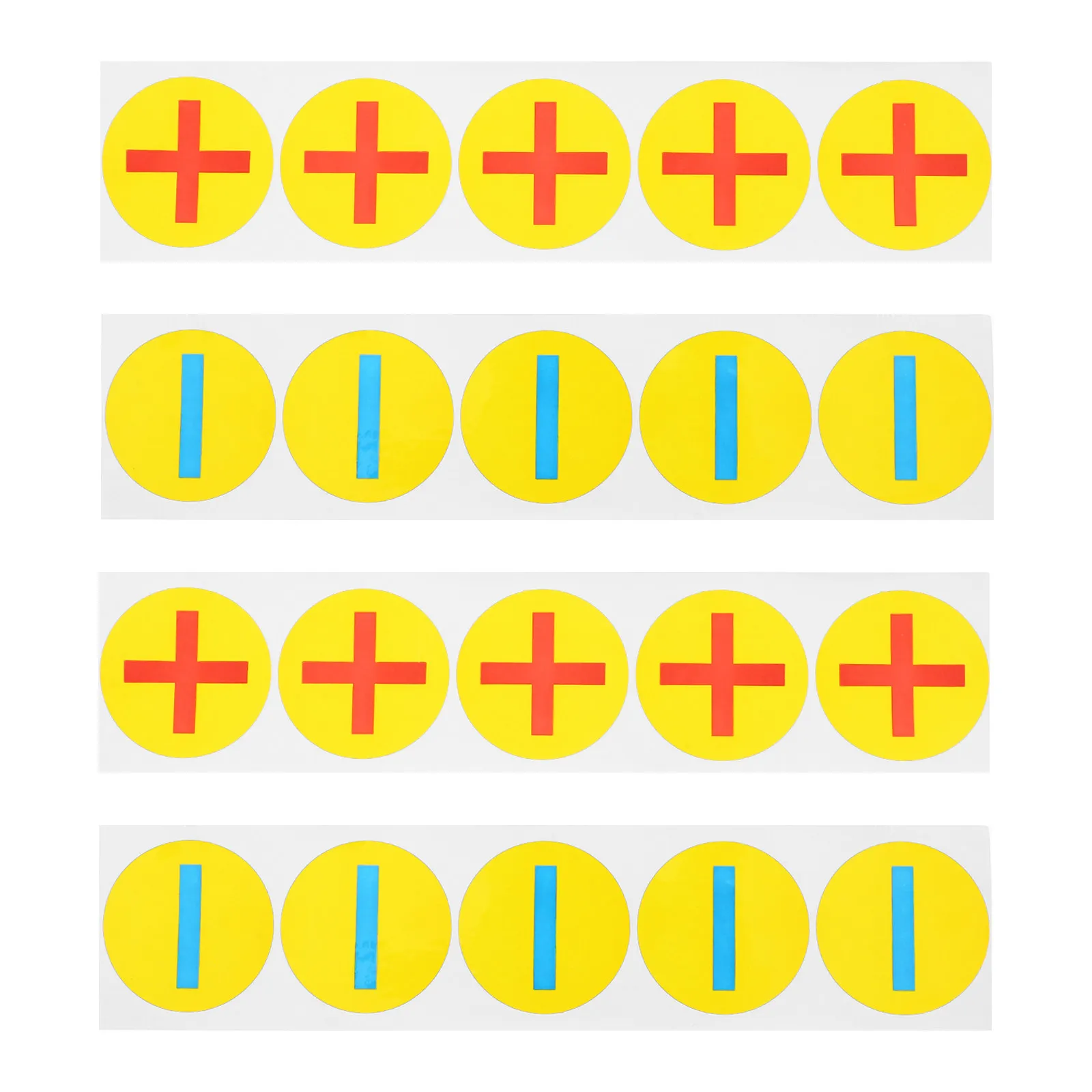 

4 Sheets Round Battery Polarity Stickers Self Adhesive Tear Resistant Electrical Machine Decals for Safe Terminal Identification