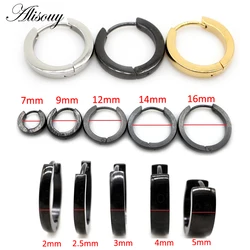 Alisouy 2PC Hip Hop Gold Color Hoop Earring Women Black Silver Color Punk Ear Rings Men Circle Earrings Hoops Biżuteria Unisex