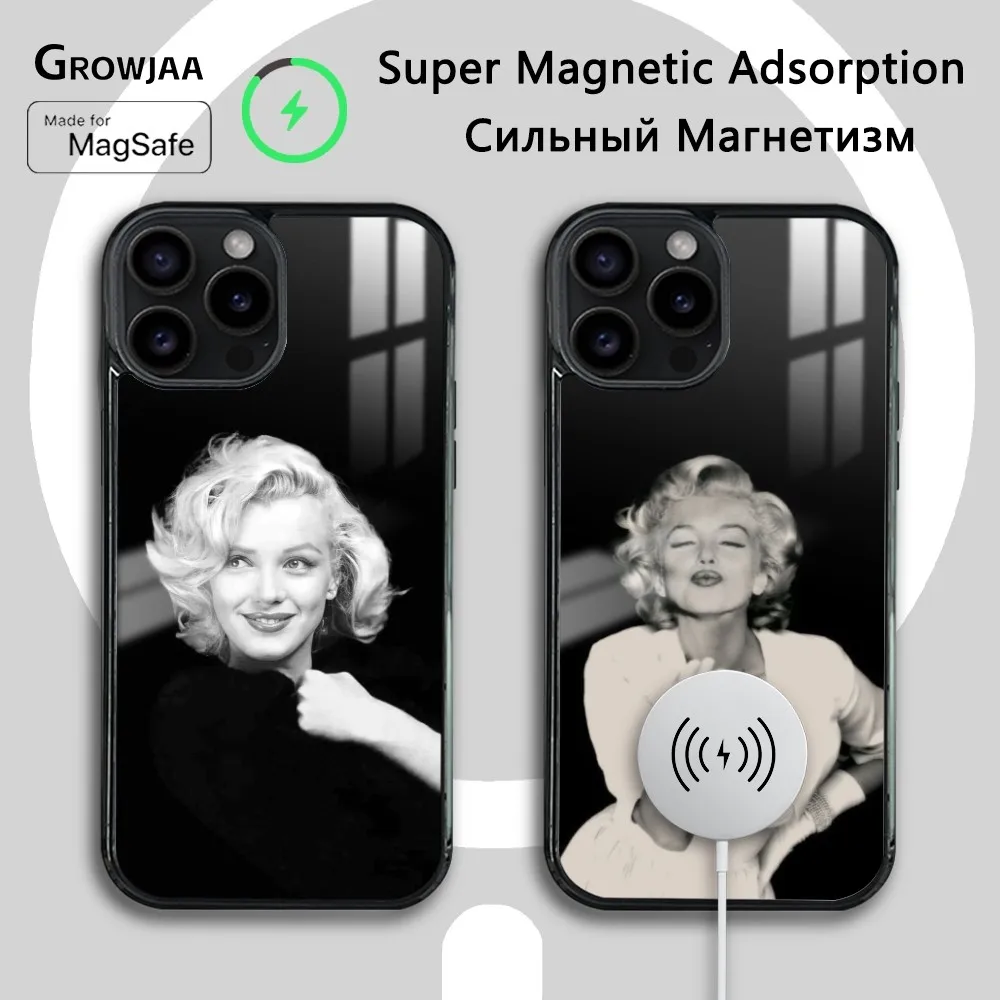 M-Marilyns M-Monroes Sexy Girl Phone Case For IPhone 16 15 14 13 12 11 Pro Max Plus Mini Magsafe Mirror Wireless Magnetic Cover