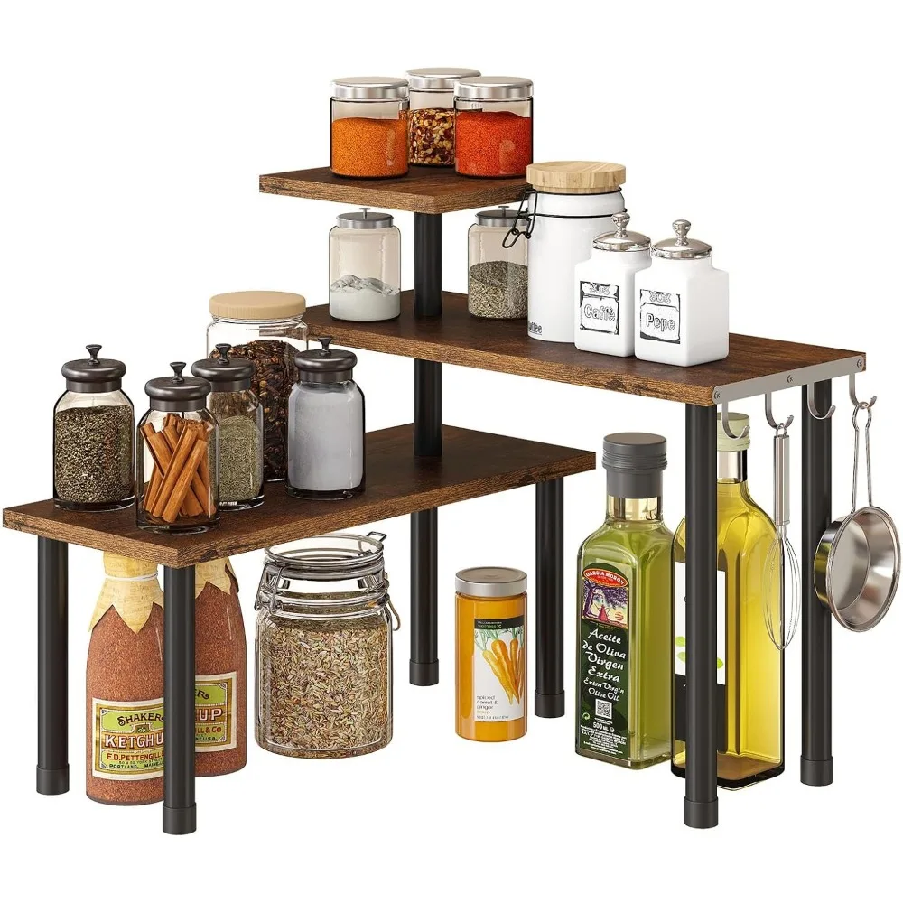 

Органайзер для угловых полков Ghwie, 3-х ярусная бамбуковая кухонная стойка для столешницы для гостиной, офиса, книжные полки, космический sa