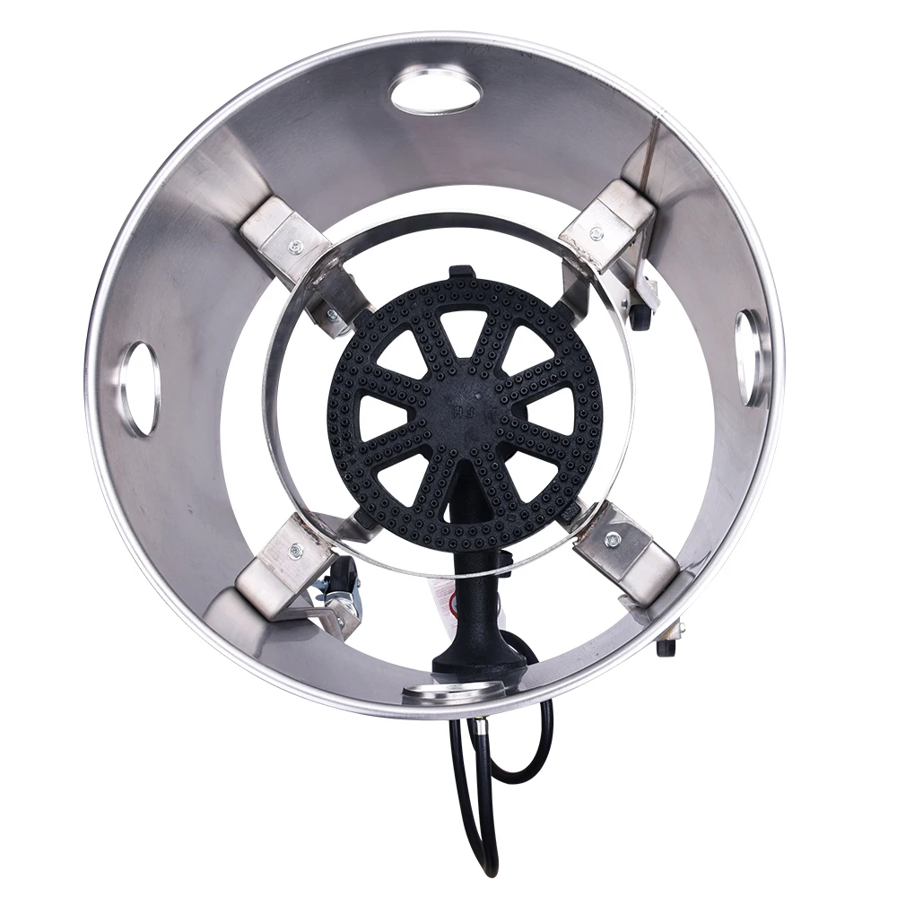 Stainless steel round single gas cooker with windproof and caster wheels