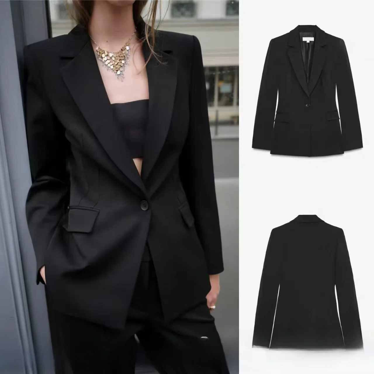 

Весна 2026: Женский приталенный повседневный пиджак на одной пуговице, универсальный, модный, китайского производства, с длинными рукавами, в стиле костюма