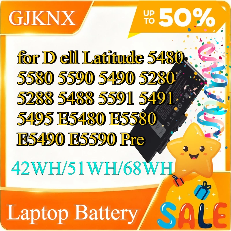 7.6V 68Wh 8500mAh GJKNX 68Wh Laptop Battery For D ell Latitude 5480 5580 5280 5490 5590 E5480 E5580 Precision 3520 GD1JP DY9NT