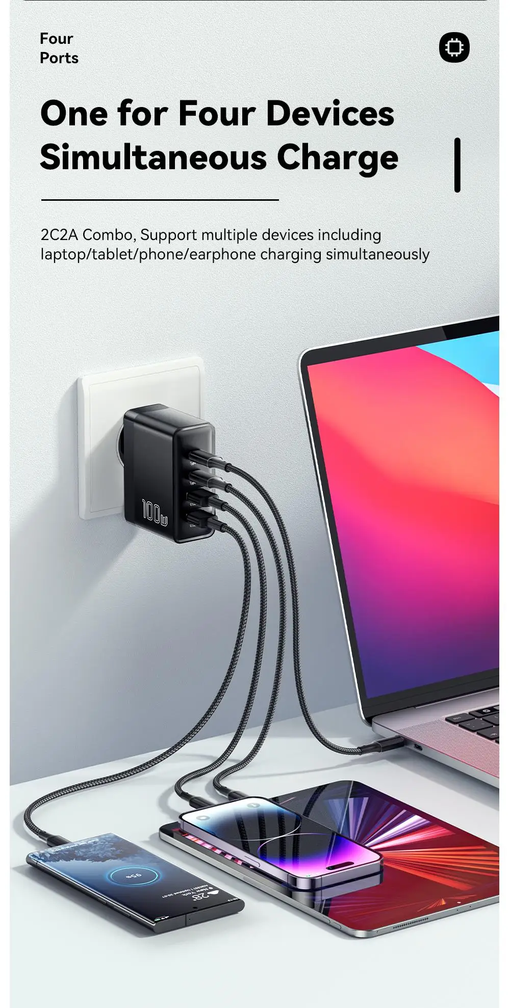 Essager 100W USB Type C Charger 65W PD3.0 Fast Charger with Quick Charge 4.0 3.0 USB Phone Charger For MacBook Laptop Smartphone