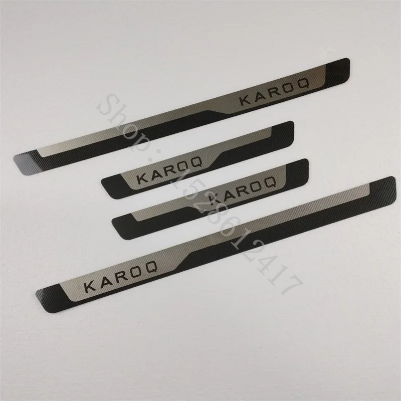 لسكودا كاروك 2017 2018 ~ 2024 عتبة الباب قطاع الفولاذ المقاوم للصدأ لوحة بالية بيدا غطاء الدواسة ملصقات السيارات اكسسوارات السيارات #2