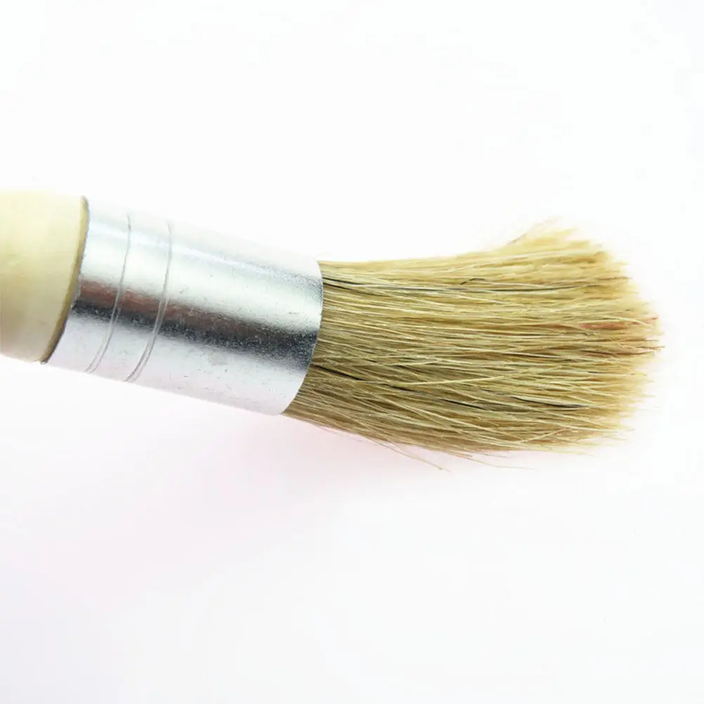 Wooden Handle Small Round Stencil Brush Premium Bristle Hair Painting Tool for Oil Watercolor Acrylic Crafts DIY Art Beginners
