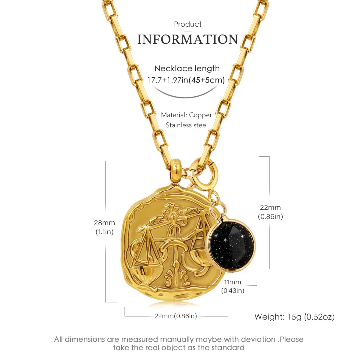 Bracelet Hand String Twelve Constellations Natural Birthstone Round Pendant Stainless Steel Necklace Furnace Vacuum Plating 18k