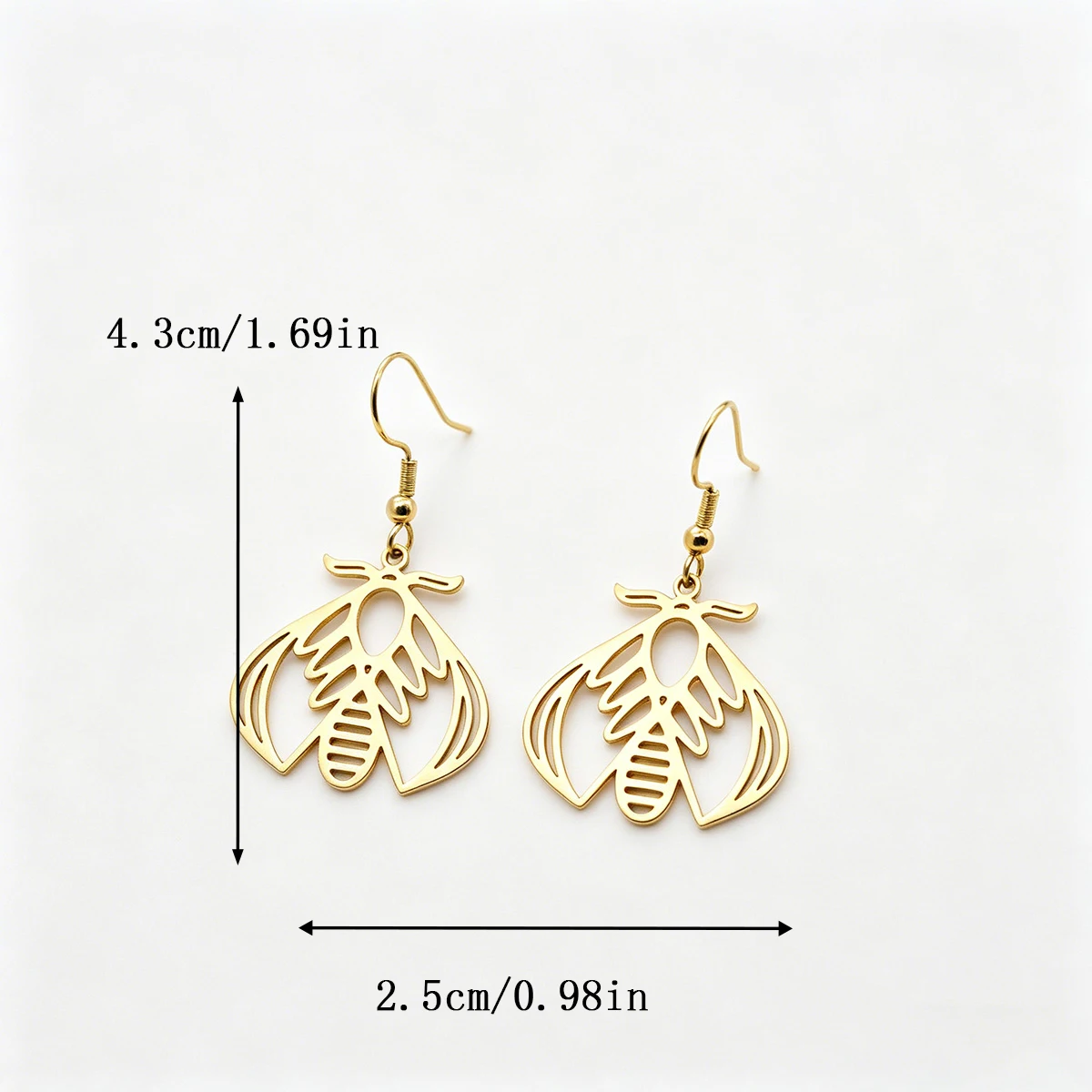 Kinitial Stainless Steel Luna Moth Hook Drop Earrings Gothic Insect Death Moth Dangles Trendy Fashion Jewelry Gift For Women